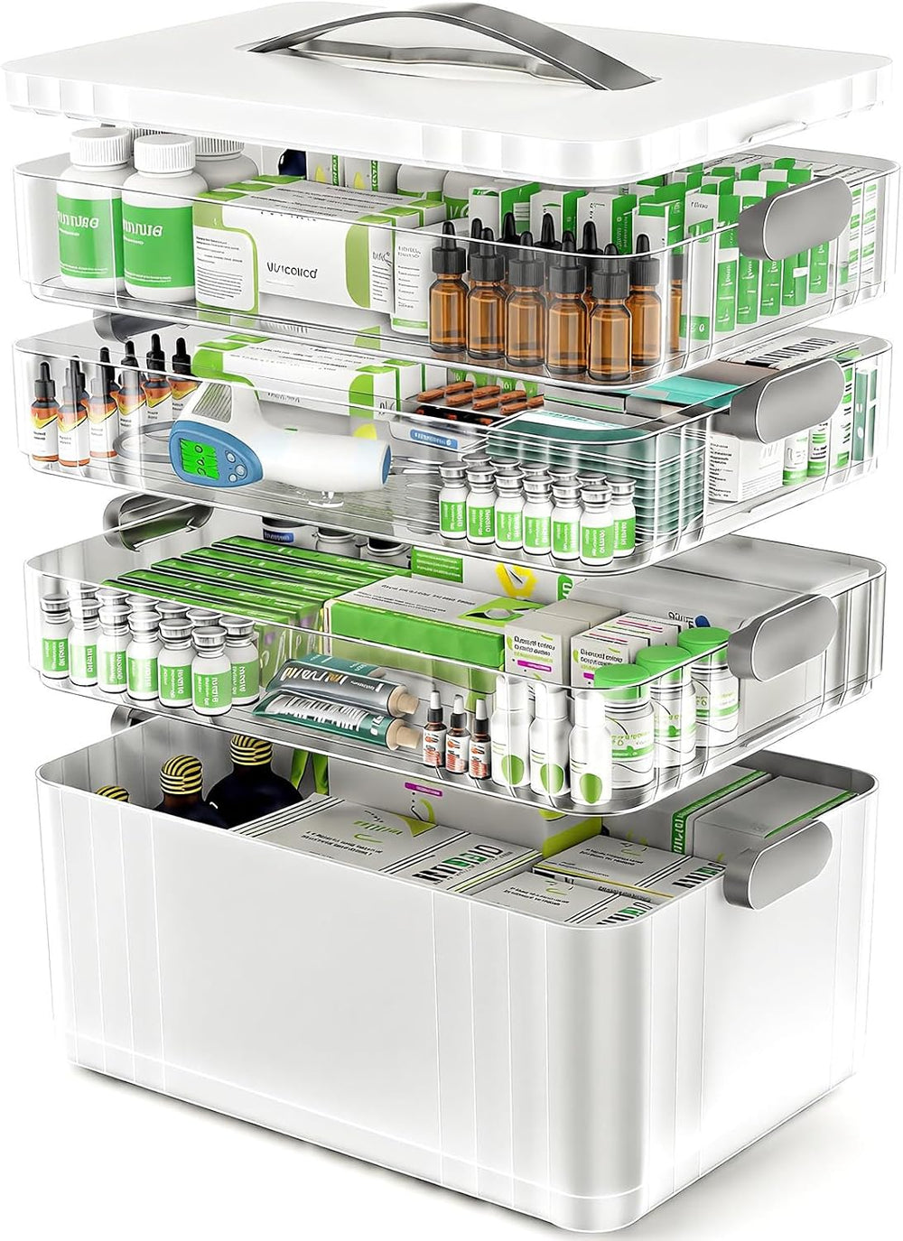 4-Tier Medicine Organizer - Portable Medicine Cabinet with Handle