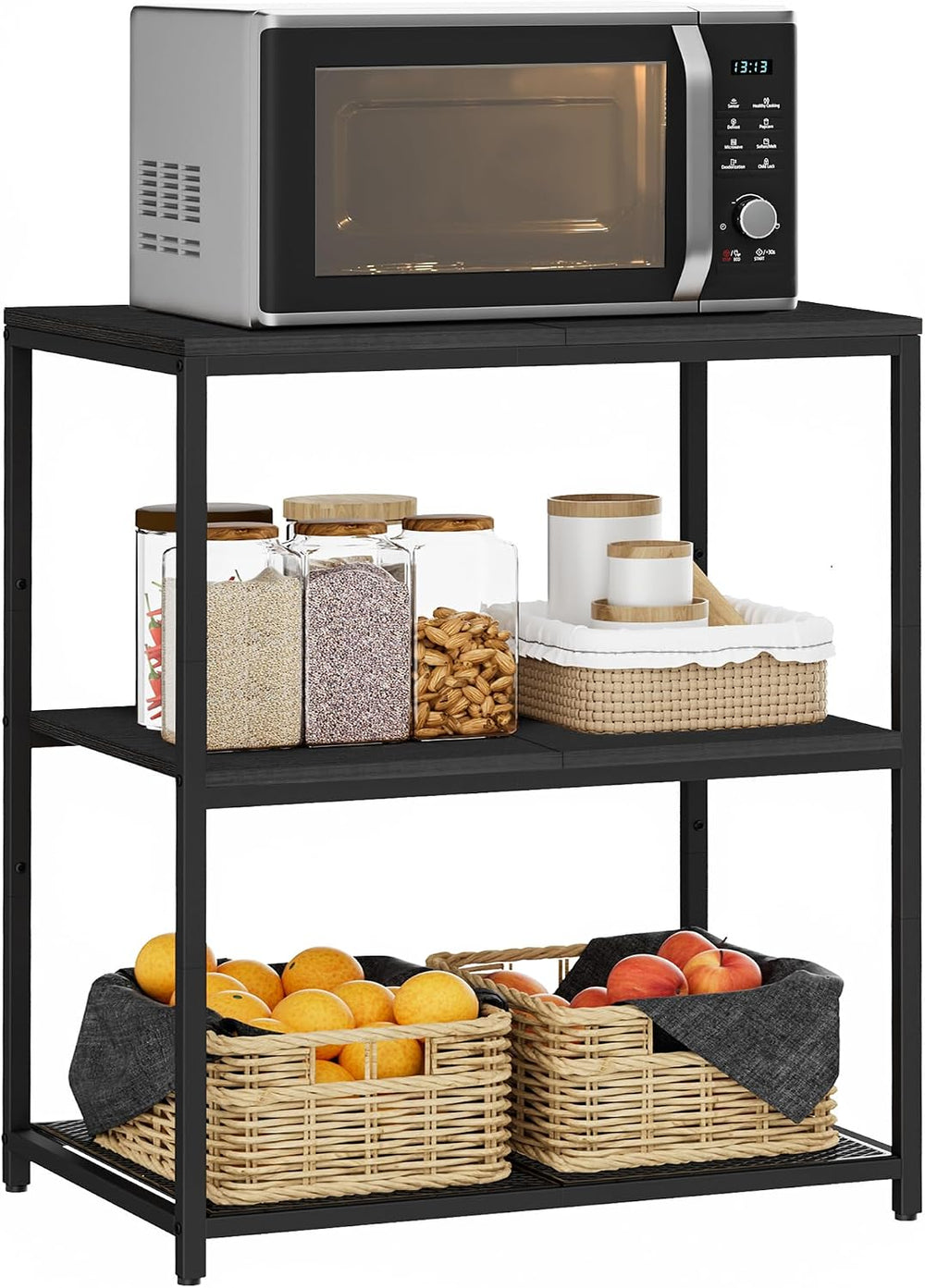 Kitchen Island with 3 Shelves, Workbench, Microwave Stand