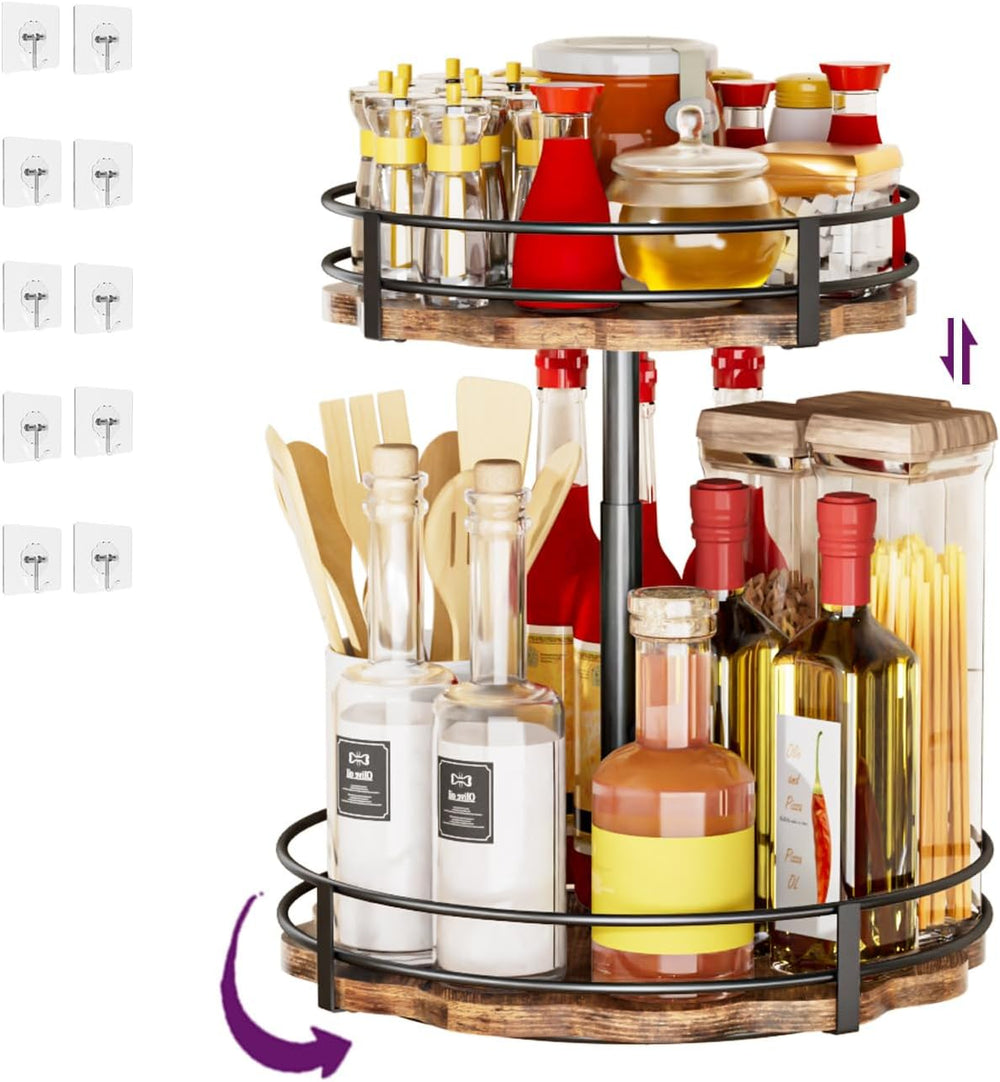 Heavy-Duty 2-Tier Lazy Susan Organizer, Adjustable to Different Heights, Coun...