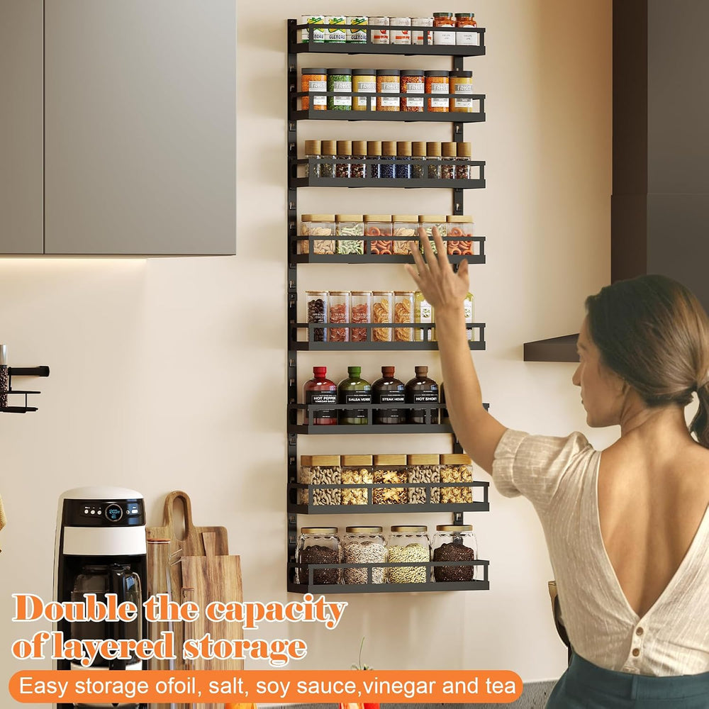 X-cosrack 8-Tier Adjustable Spice Rack – Wall-Mounted Space-Saving Organizer ...