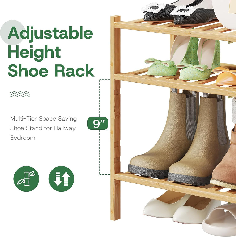 3-Tier Long Shoe Rack for Closet, Adjustable Height Shelves, 33-Inch