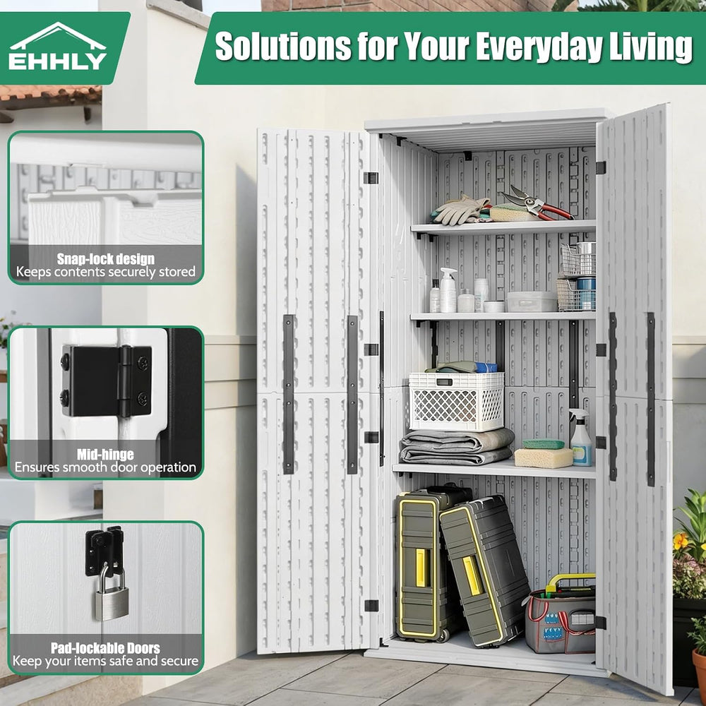 Heavy Duty Tall Storage Cabinet Outdoor Weatherproof, 28 Cuft Garage Storage ...