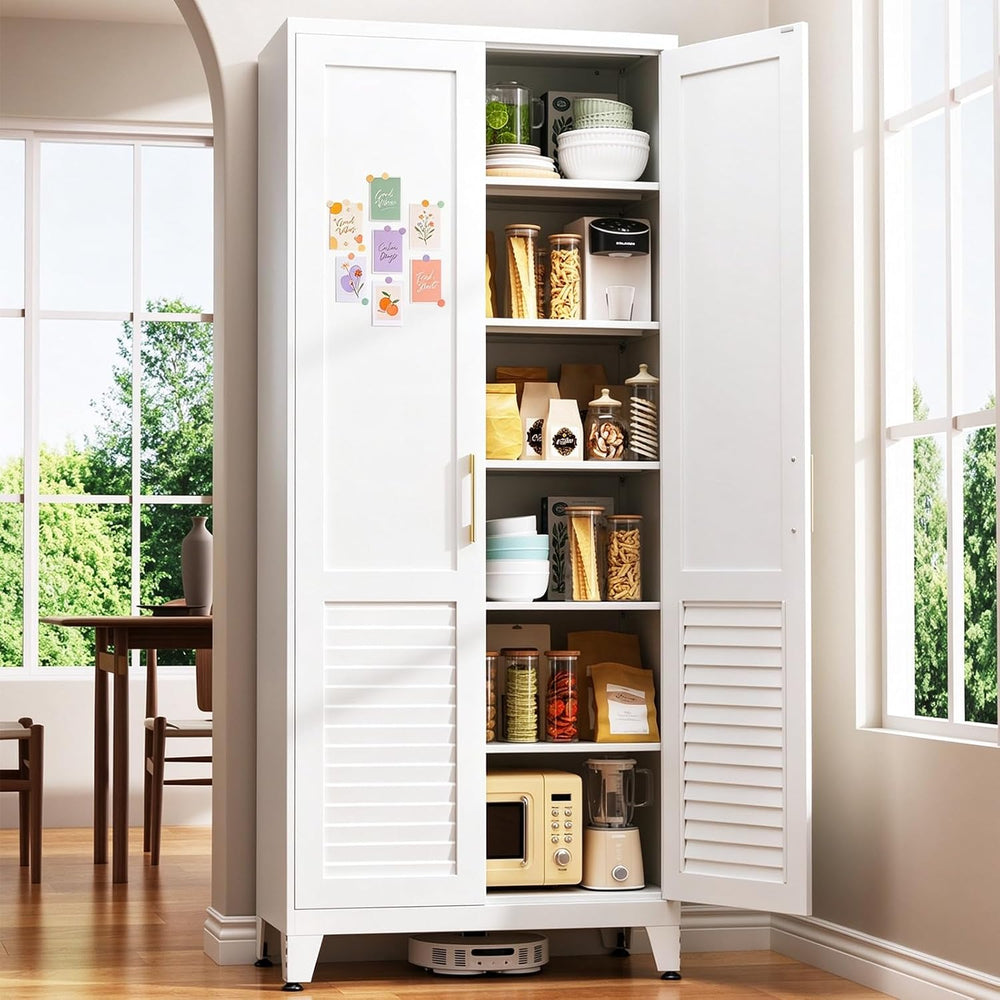 75"H Kitchen Pantry Storage Cabinet with Doors and Shelves