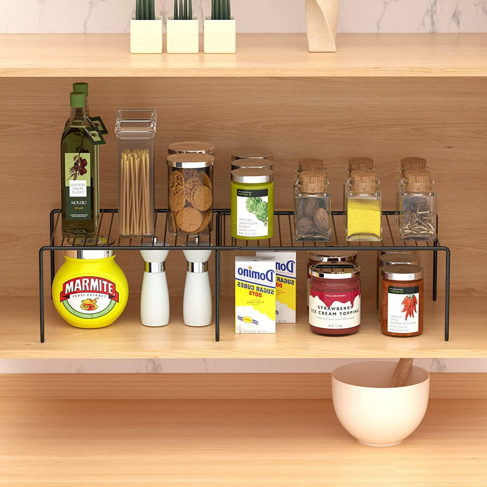 Kitchen Cabinet Expandable Shelf Organizers Set of 4, Adjustable Metal Wire P...