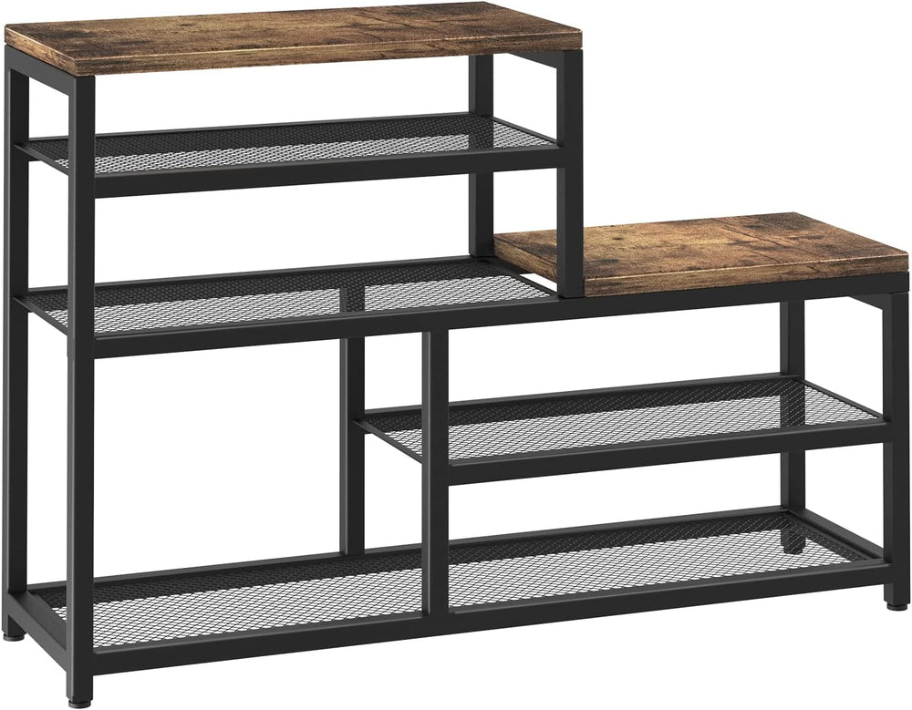 Shoe Rack Bench Shoe Storage Organizer with Seat, 5-Tier Industrial Free Stan...