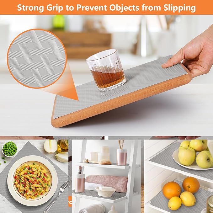 Light Gray Shelf Liners for Kitchen Cabinets Refrigerator Liners Waterproof &...