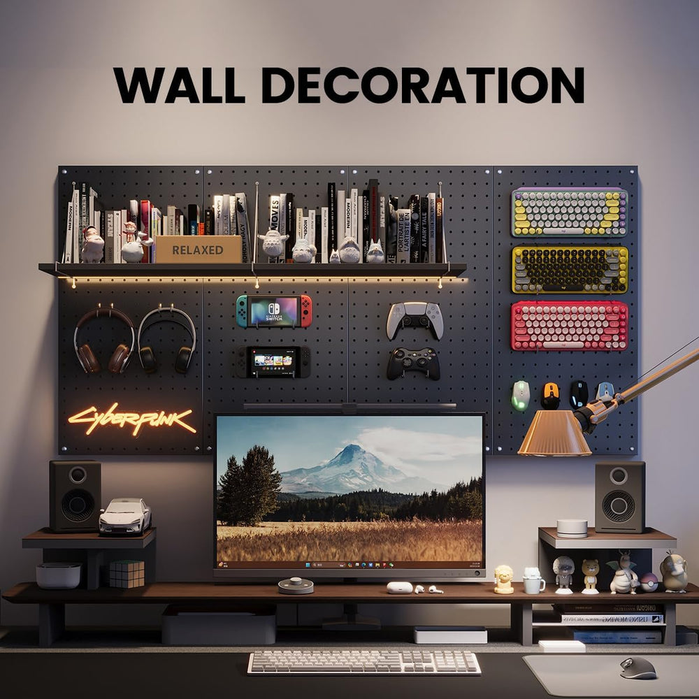 Metal Pegboard Wall Organizer, 12 x 24 in, Silver, 4 Pack