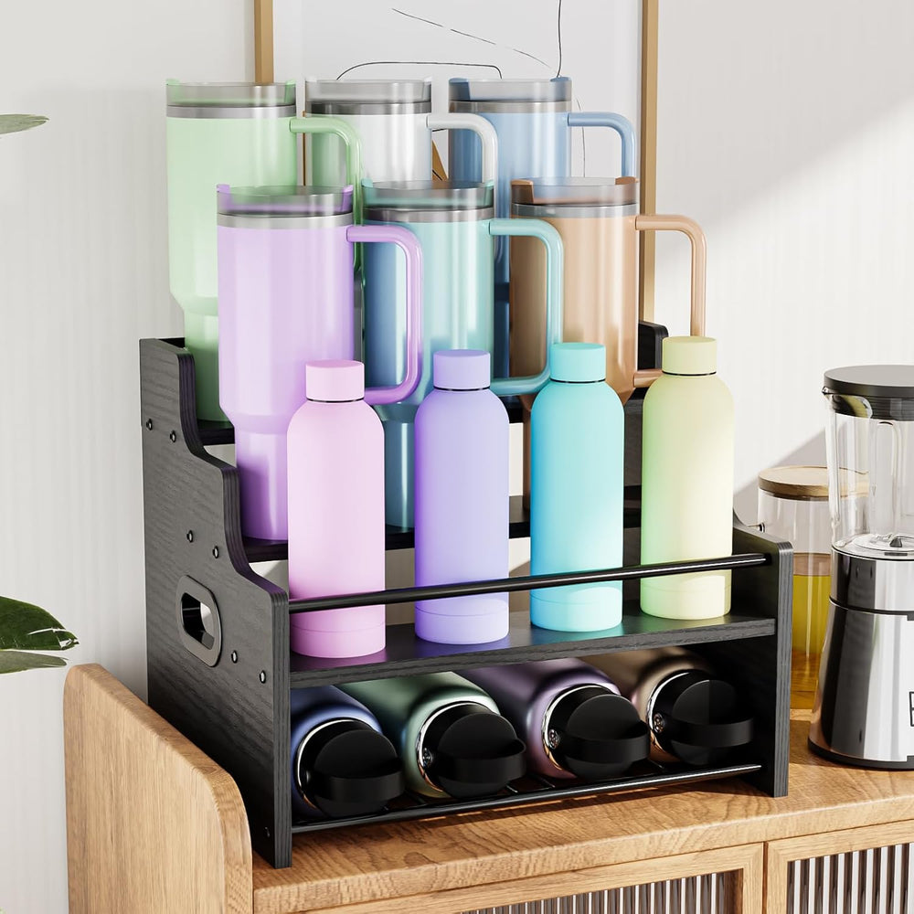 KLM 4-Tier Liquor Bottle Display Shelf,Black Modern Bottle Organizer
