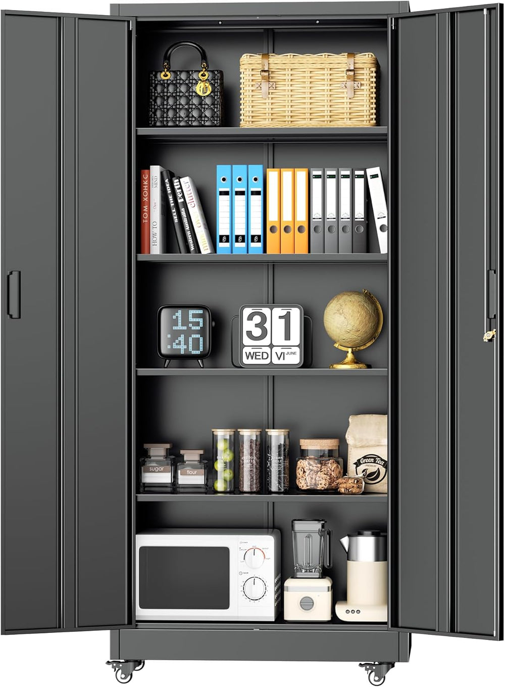 INTERGREAT73 Garage Storage Cabinet with Wheels, Rolling Metal Storage Cabine...