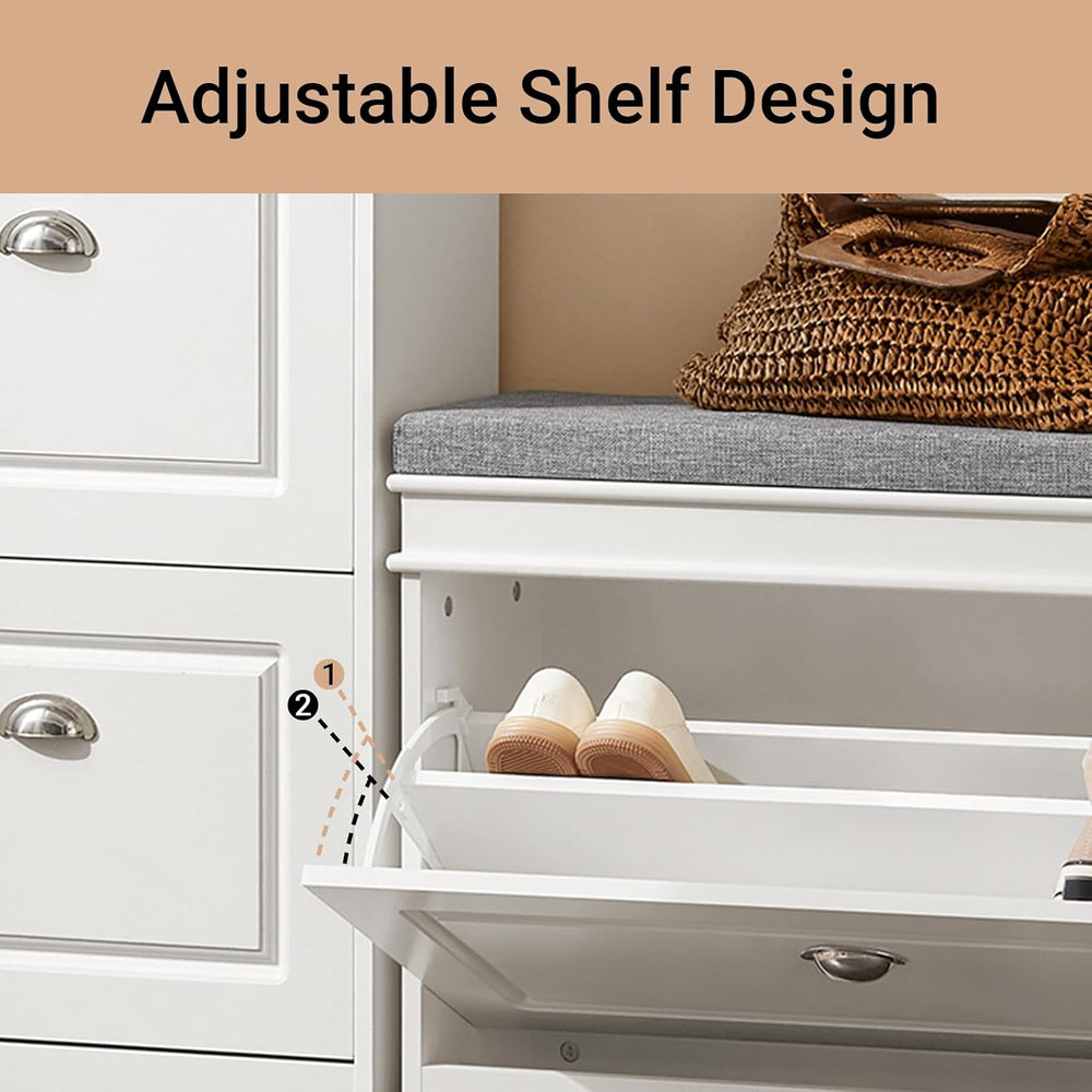 SoBuy Small Shoe Storage Bench, Narrow Shoe Cabinet for Entryway, Shoe Rack w...