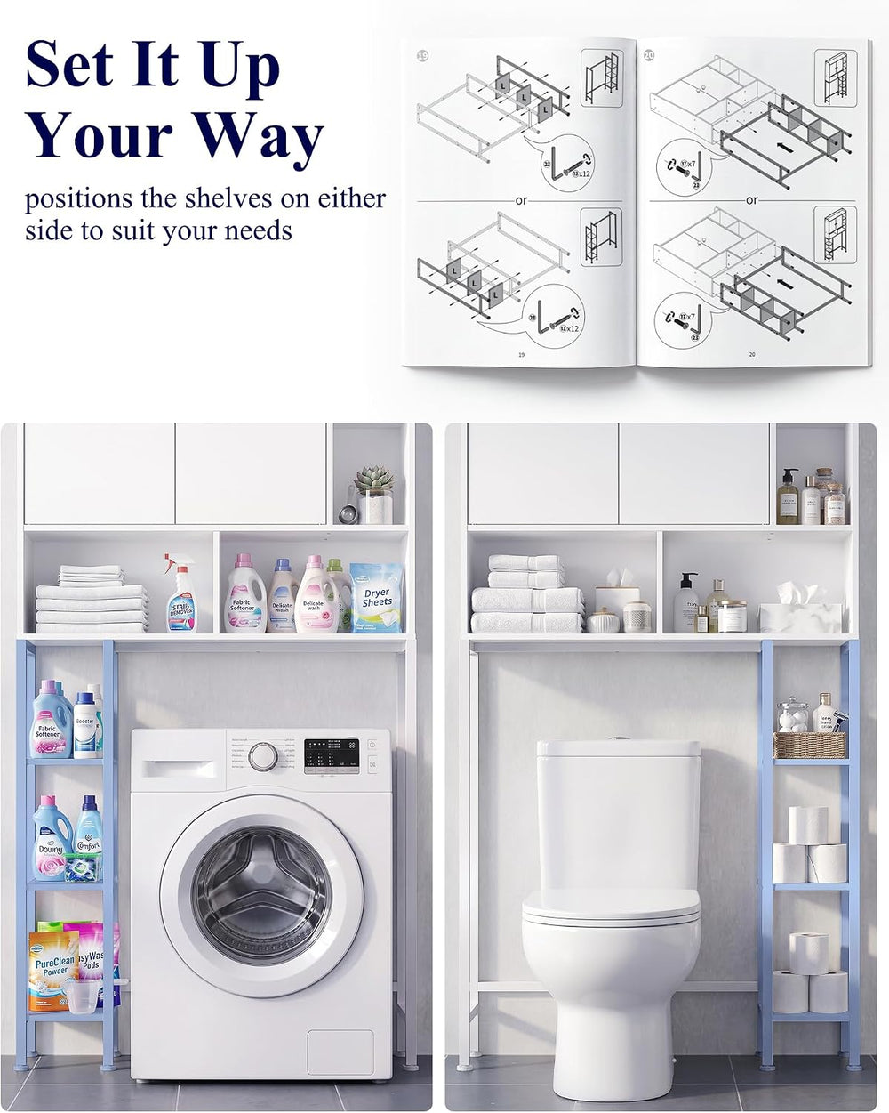 Kitsure Over Toilet Storage Cabinet, 66.9" H Multi-Compartment