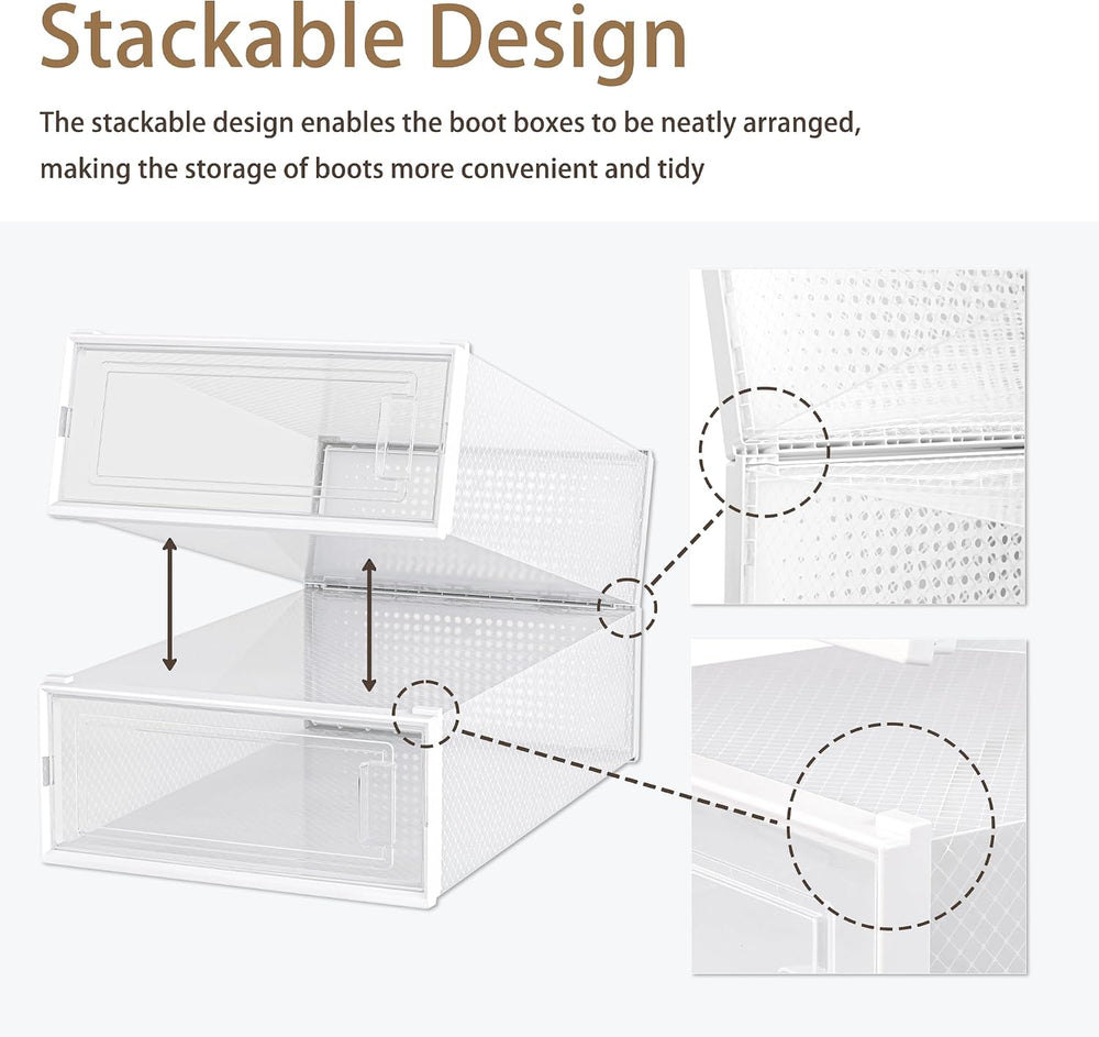 8 Pack Stackable Shoe Storage Boxes, Plastic Shoe Organizer Drawers Bins for ...