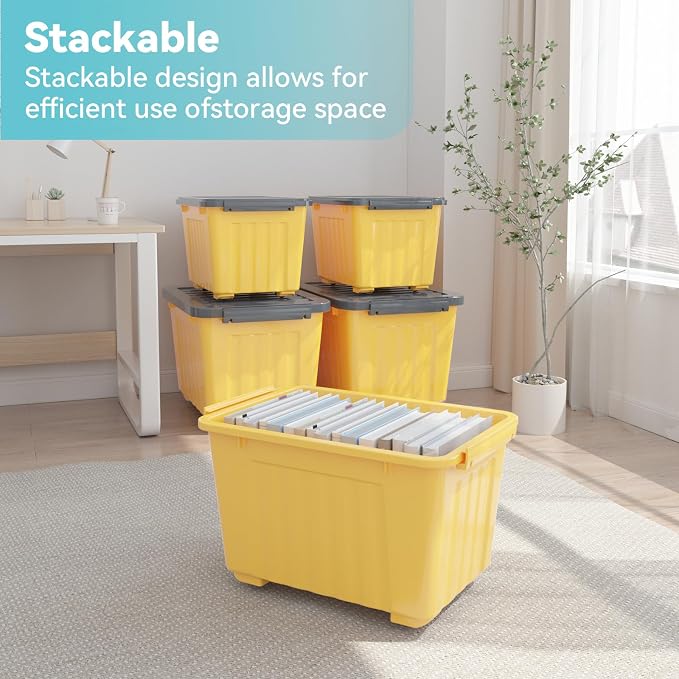 Nazhura Plastic Storage Bin, Stackable and Nestable Storage Boxes (6Pack)