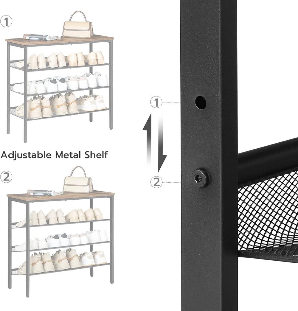 HOOBRO Shoe Rack for Entryway, 4-Tier Shoe Organizer with Adjustable Mesh She...
