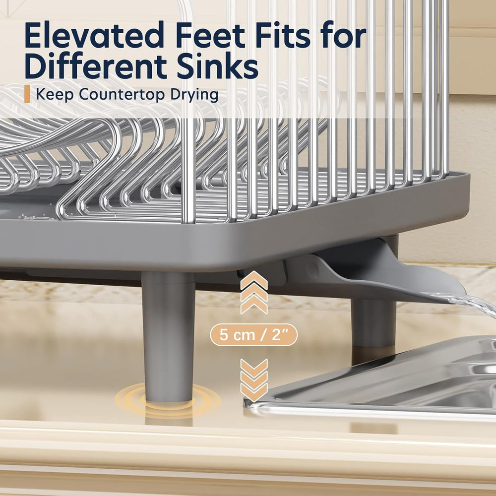 KINGRACK Stainless Steel Dish Drying Rack for Kitchen Counter, Grey