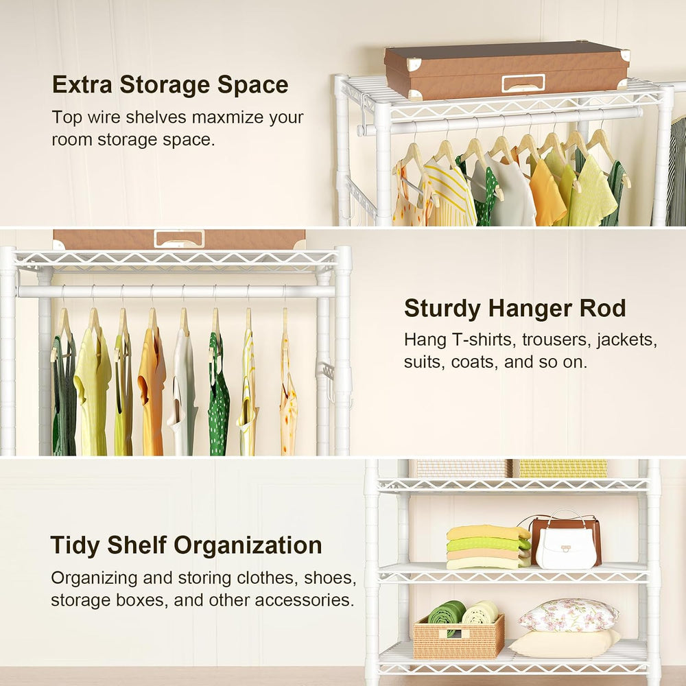 E1 Heavy Duty Closet Garment Rack, Adjustable Metal Clothing Storage