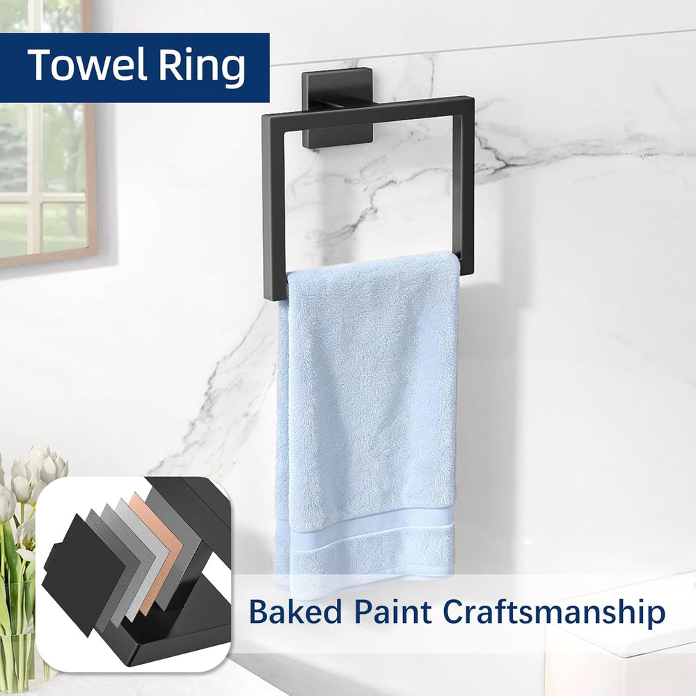 Bathroom Accessories Set Wall Mounted, 5-Piece 24In Matte Black