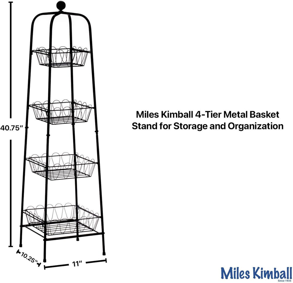 4-Tier Metal Basket Stand for Storage and Organization