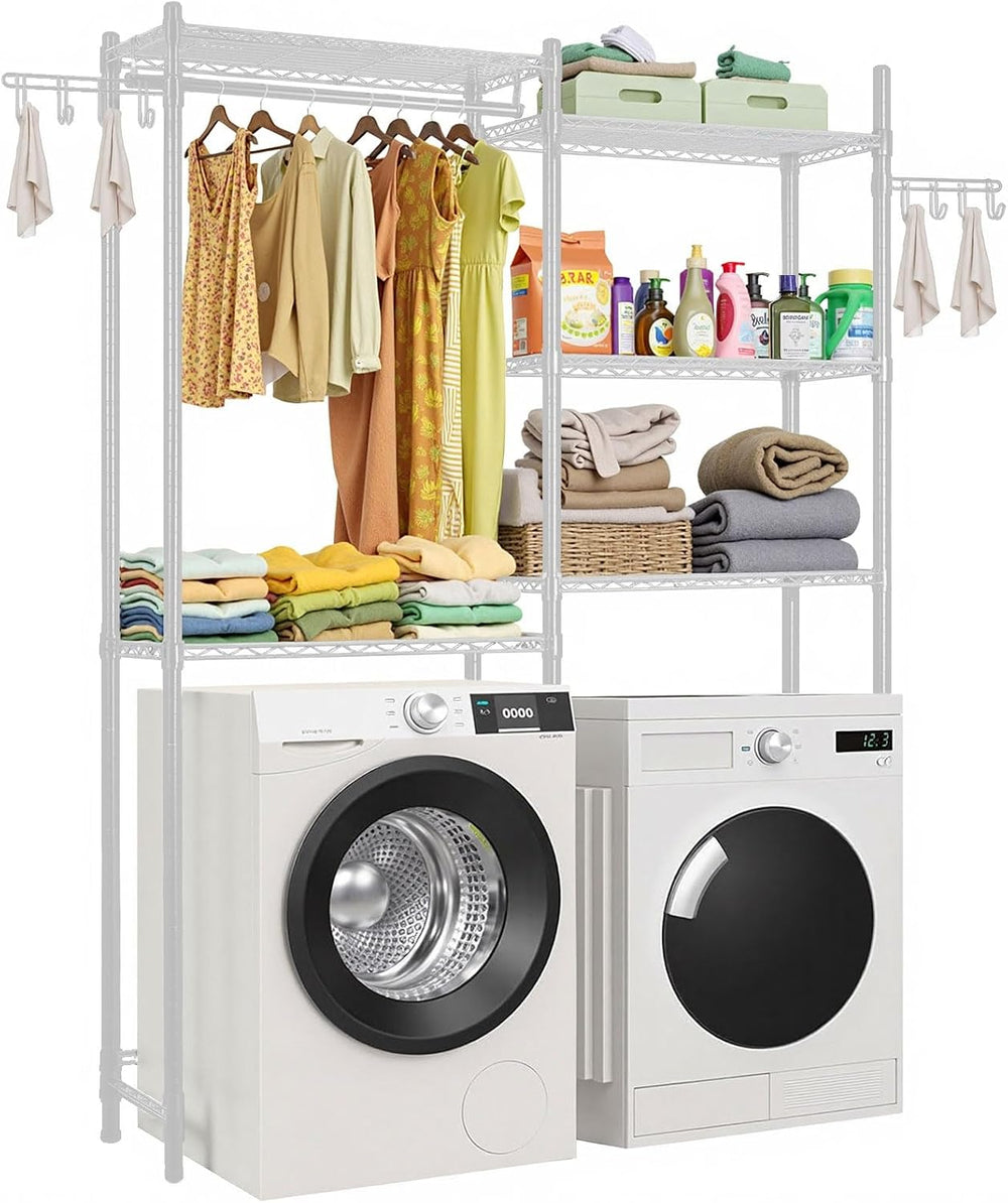 VEVOR Over the Washer and Dryer Storage Shelf, 5 Tier Laundry Room Drying Rac...