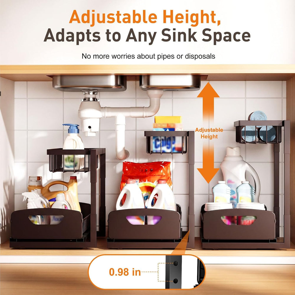 AIDIAM Under Kitchen Sink Organizer, Metal Pull Out Bathroom Organizers and S...