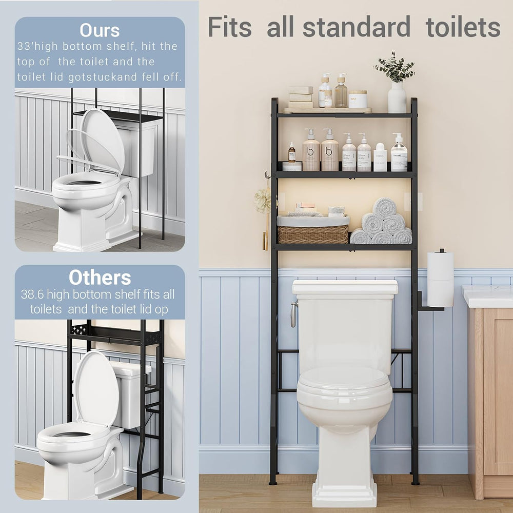 Over the Toilet Storage Shelf 3-Tier Adjustable Bathroom Organizers and Stora...