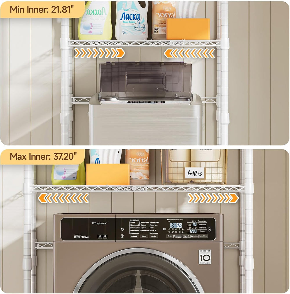 ONBRILL 3 Tiers Expandable Over Washer and Dryer Shelves, White