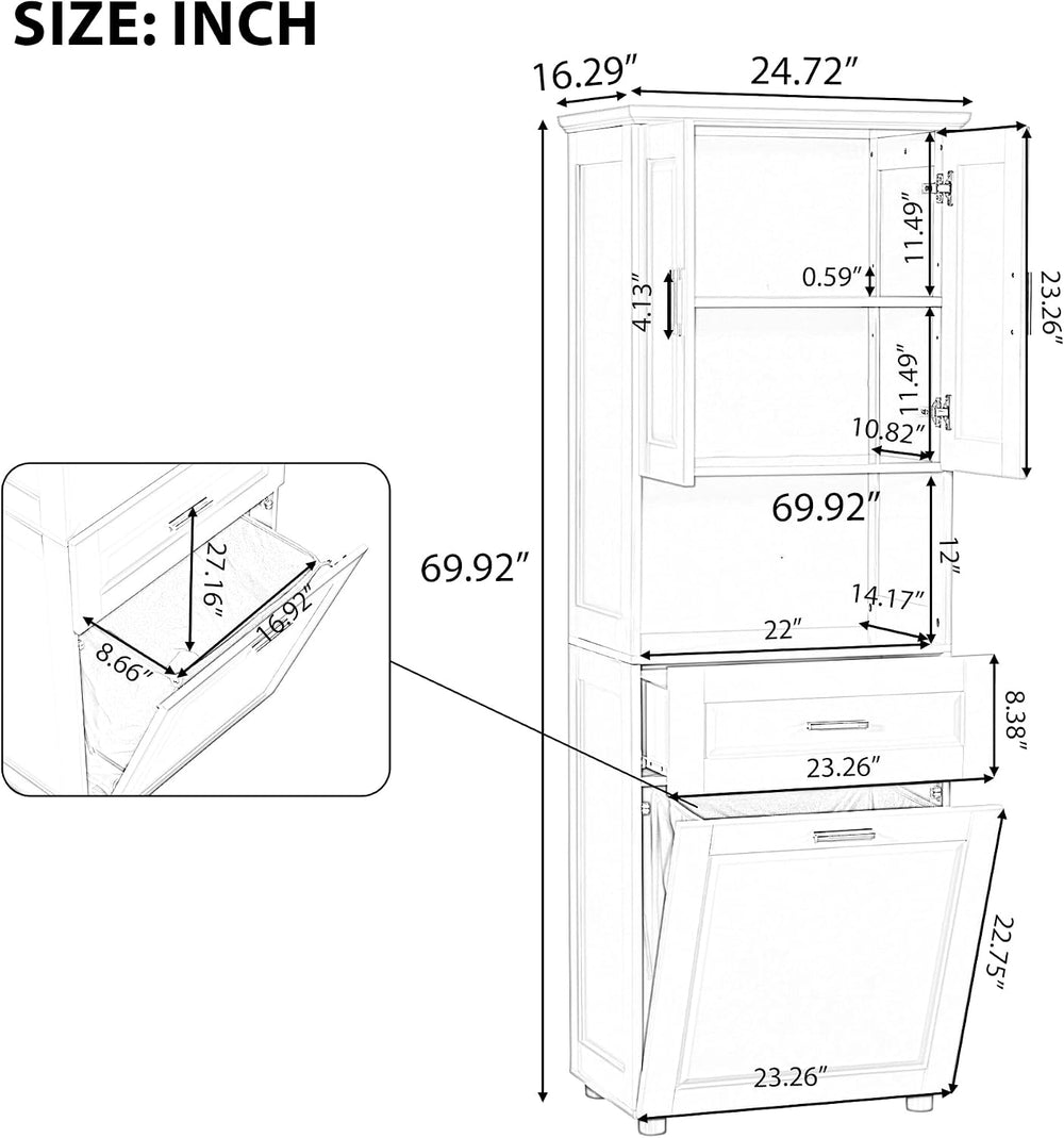 Tall Bathroom Cabinet with Storage Drawer, Modern Wood Bathroom Storage Cabin...