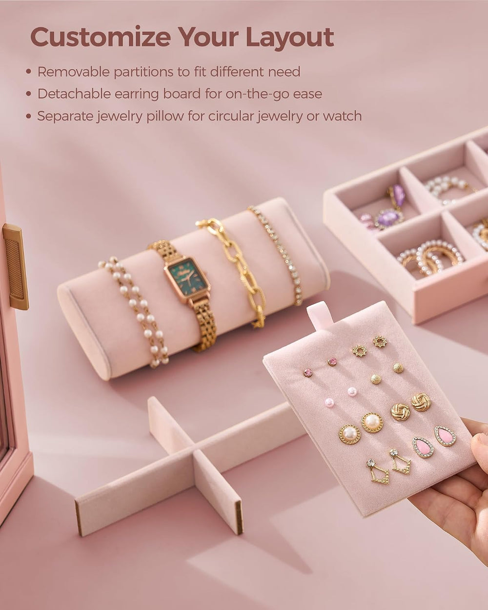 Glimmloop 360° Rotating Jewelry Box with 7 Drawers, Spacious Vertical Jewelry...