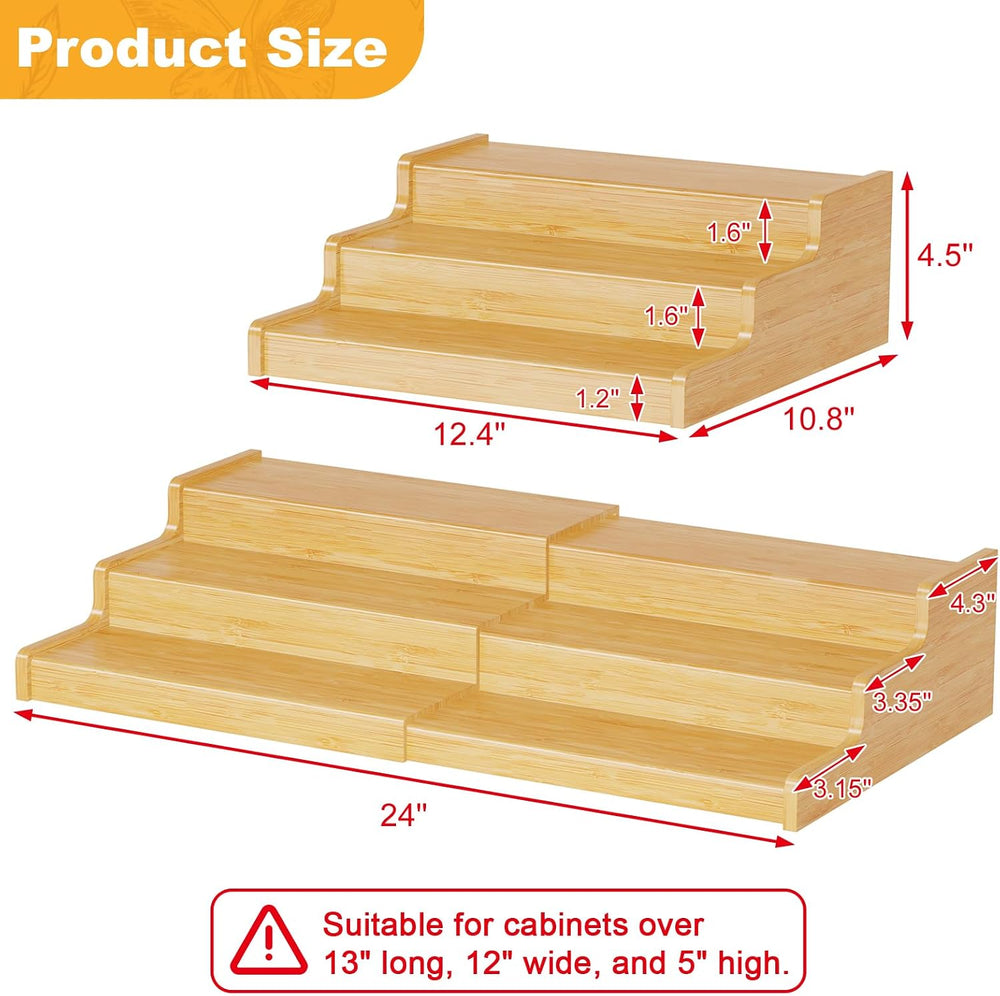 Expandable Bamboo Can Display Organizer for Pantry, 3-Tier Can Storage