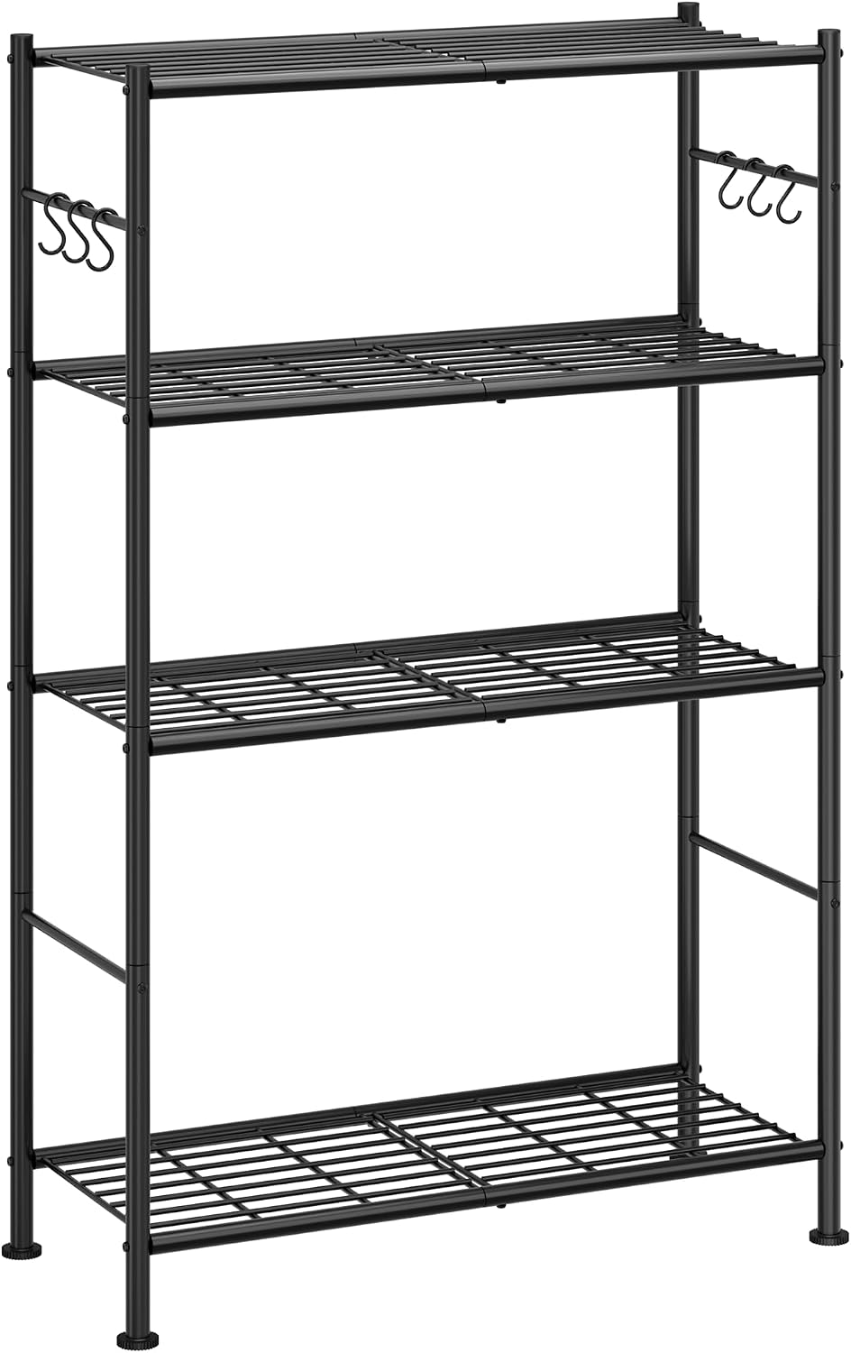Sakugi 4-Tier Storage Shelves with 6 Hooks, 33.2" x 12.7" x 57.3&qu...