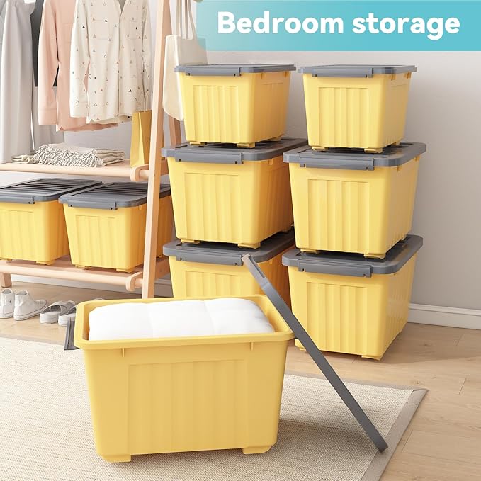 Nazhura Plastic Storage Bin, Stackable and Nestable Storage Boxes (6Pack)