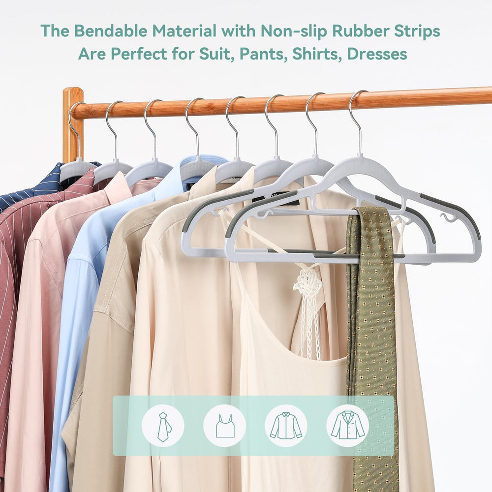 Heavy Duty Plastic Hangers 50 Pack, Non Slip Clothes Hangers with Rubber Pads...