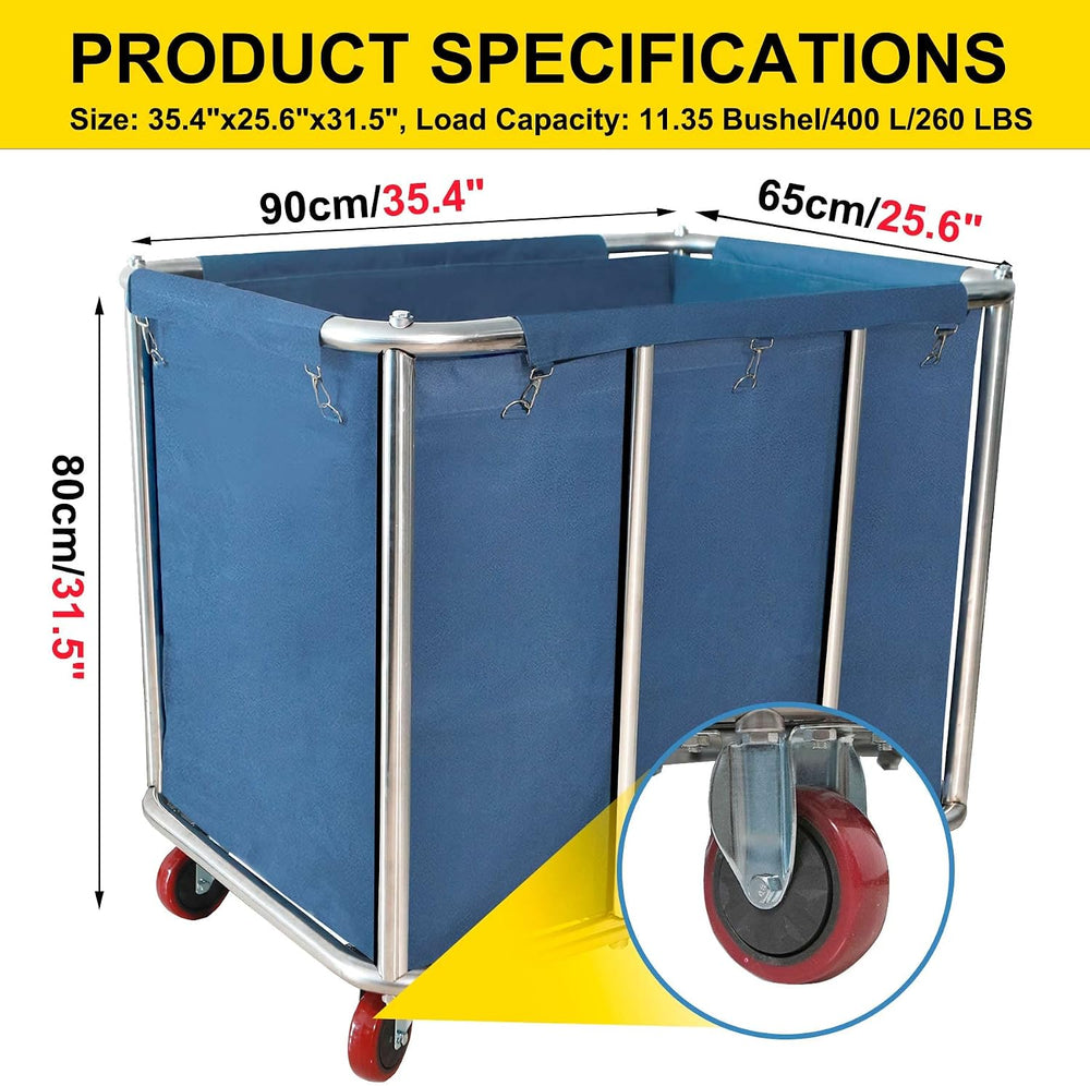 Commercial Laundry Cart with Wheels,400L Heavy Duty Laundry Hampers