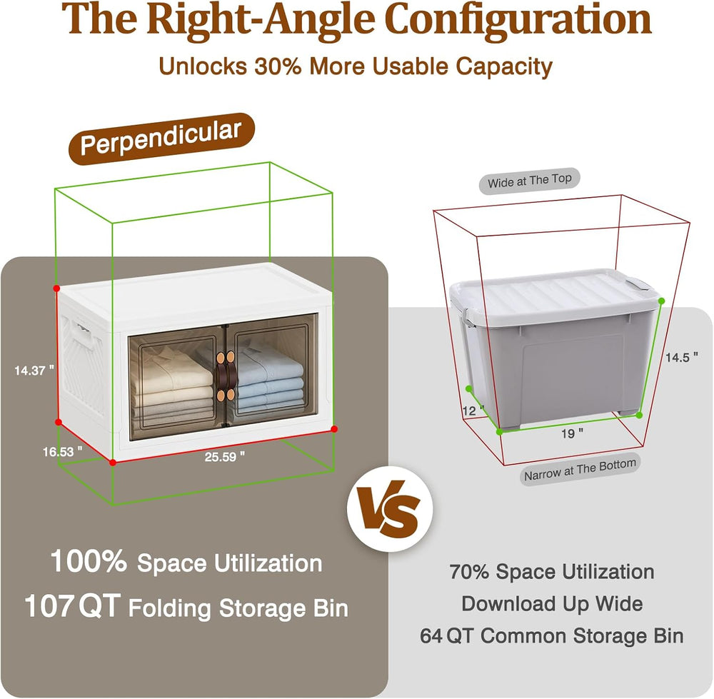 4Tier 428QT Stackable Storage Bins With Lids Closets, 4 Pack, White
