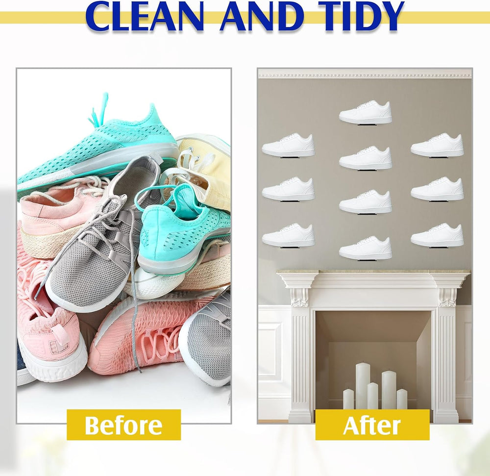 Treela 30 Pack Floating Shoe Display Shelf for Closet Acrylic Clear Shoe Wall...