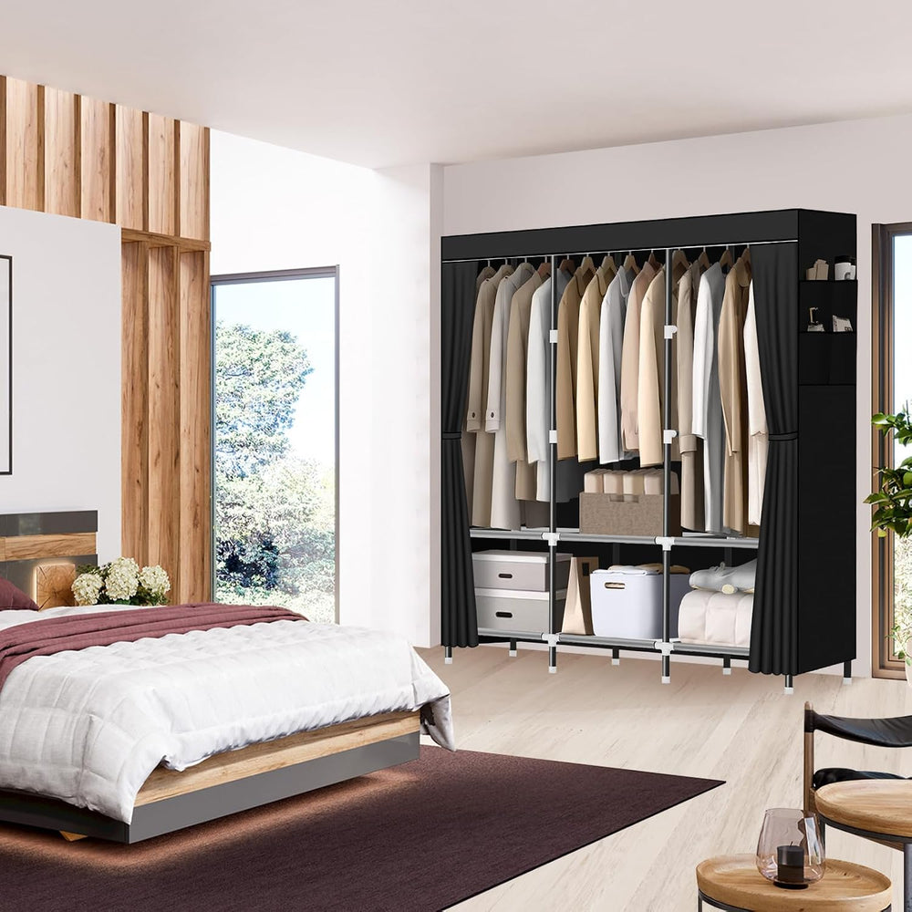 LOKEME Wardrobe Closet,Steel Pipe Diameter 19mm,Portable Closet for Bedroom