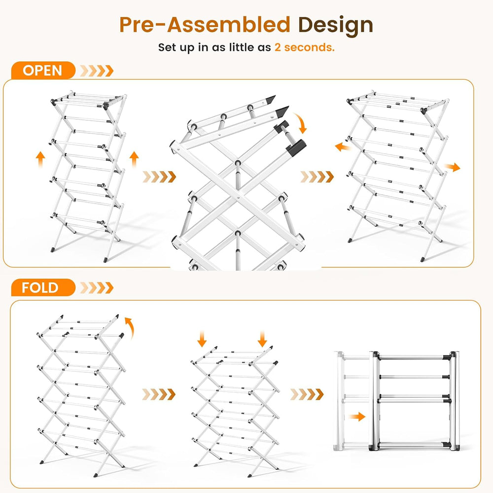 4-Tier Foldable Clothes Drying Rack, Adjustable Width 16.3"-27.95",...