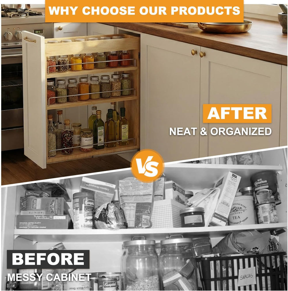 Pull Out Spice Rack Organizer for Cabinet, 5" W x 22.3" D x 25.2&qu...