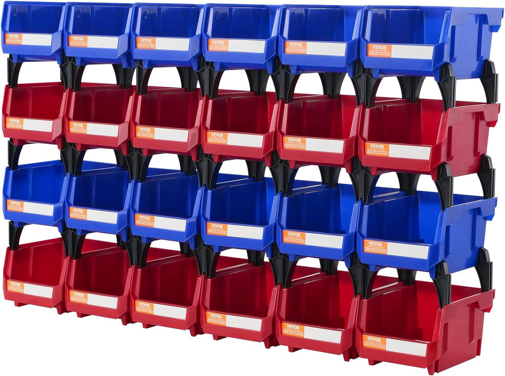 VEVOR Plastic Storage Bins 24 Pack (5 x 4 x 3-Inch), Hanging Stackable Storag...