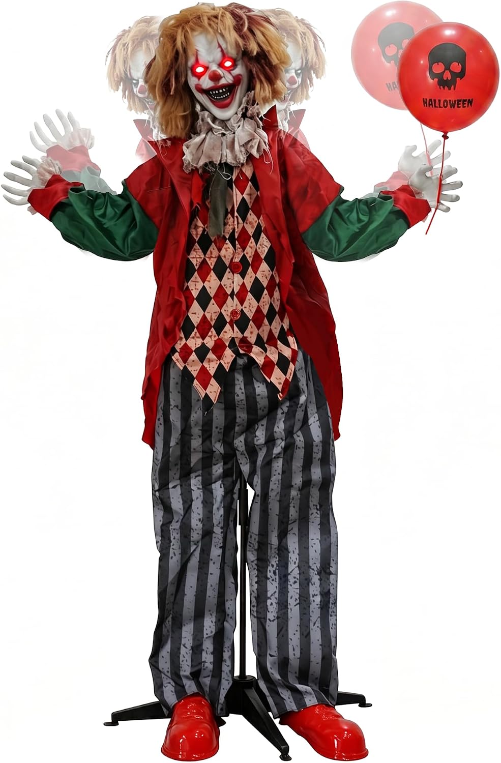 Hourleey 5.3FT Halloween Animatronics Clown Decorations, Sound Activated Stan...