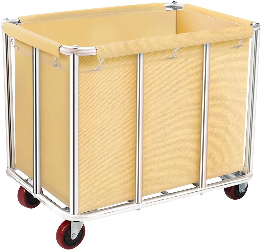 Commercial Laundry Cart with Wheels, 11.42 Bushel Large Laundry Rolling Bins ...