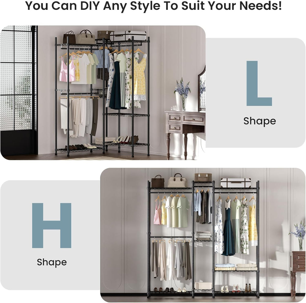 Garment Rack Heavy Duty Clothes Rack Adjustable Freestanding Metal Portable W...