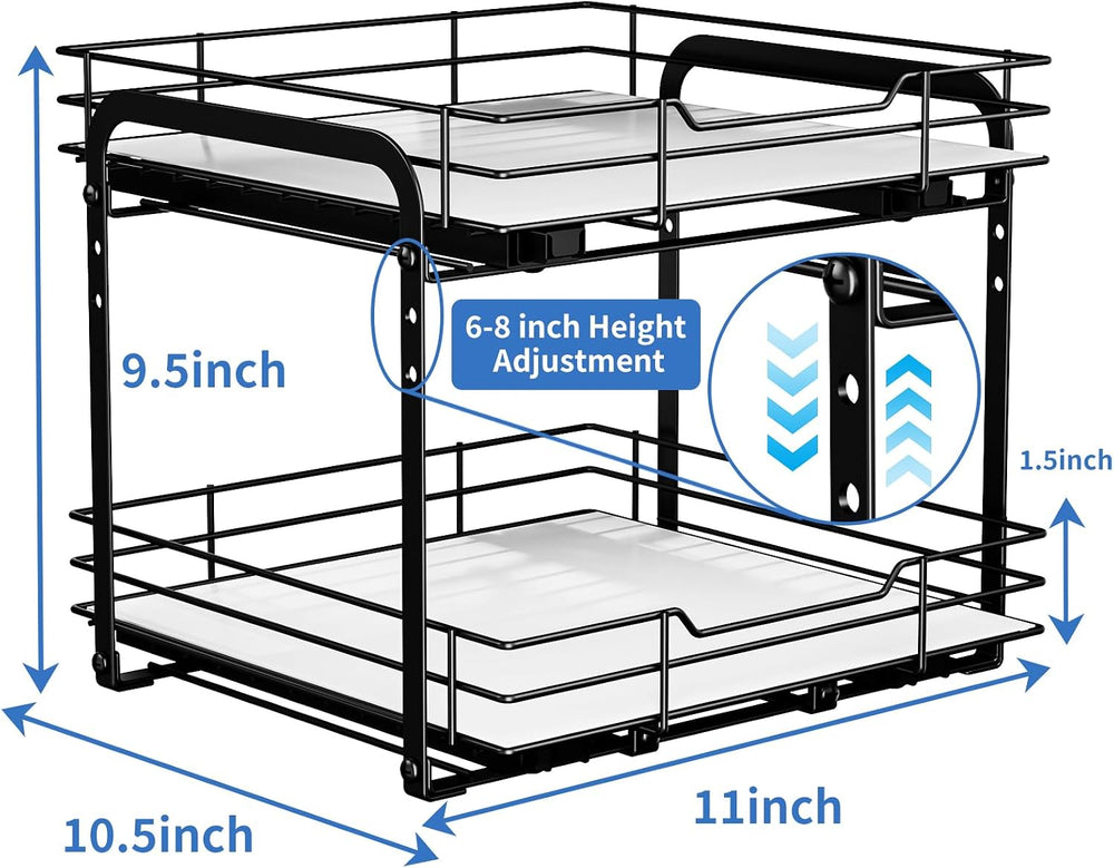 2-Tier Spice Rack Organizer, Pull Out Spice Rack for Cabinet, Height Adjustab...