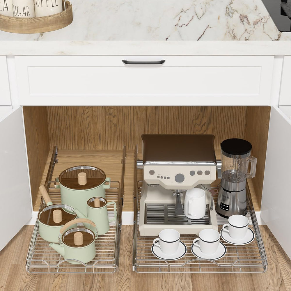 OCG Pull Out Cabinet Organizer 2 Pack (18" W x 21" D), Pull out She...