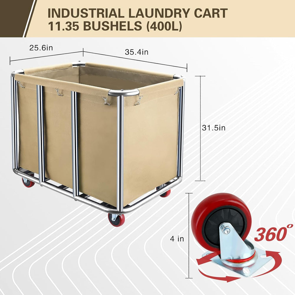 Commercial Laundry Cart with Wheels,400L for Home,Hotel(Beige)