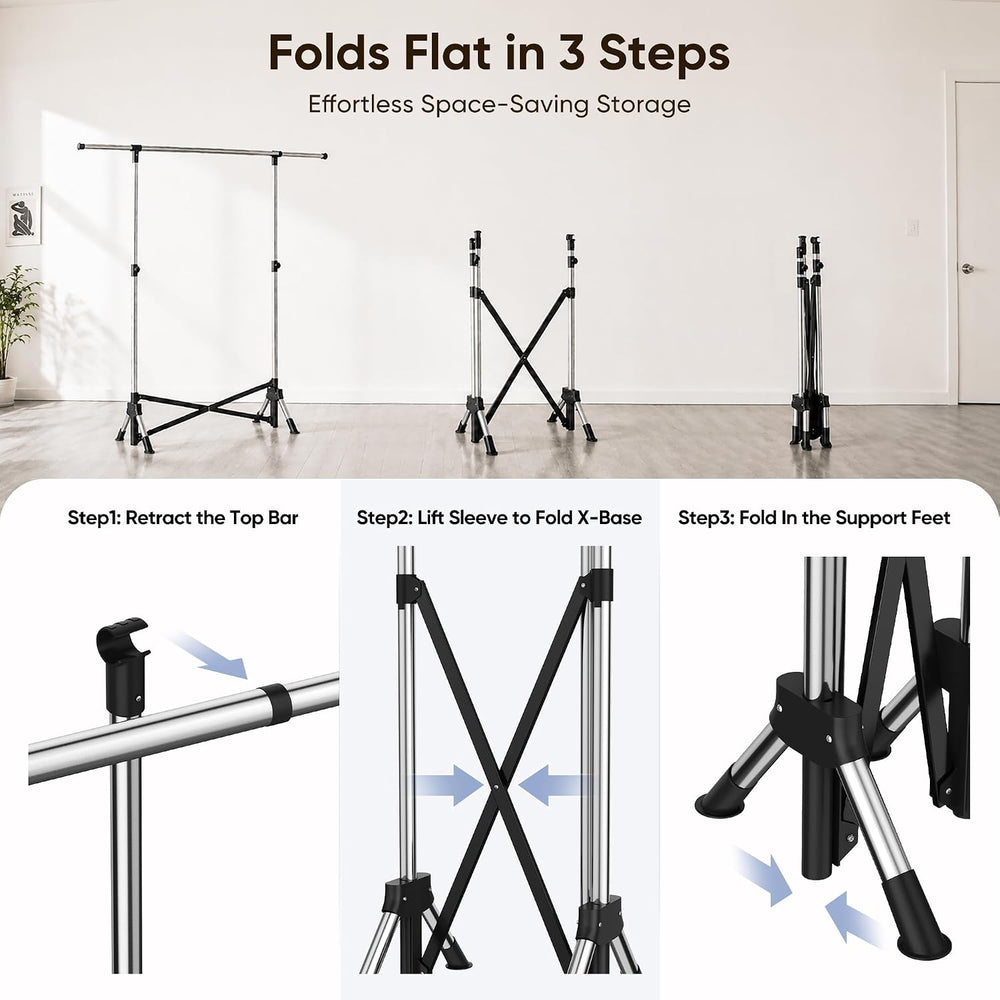 HOKEEPER Clothes Rack Foldable Clothing Rack, 63.4''H Collapsible Gar...