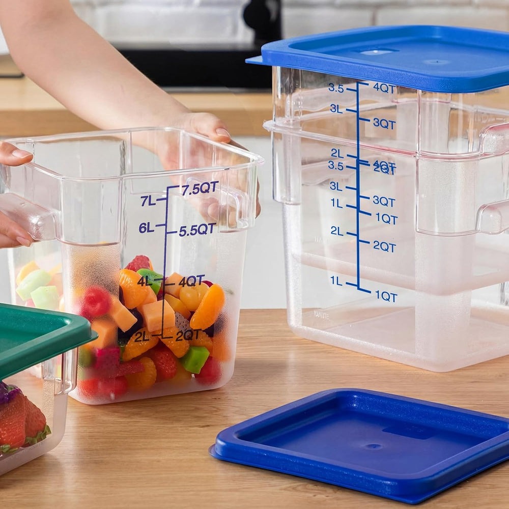 Lallisa 4 Pcs 8qt & 4qt Clear Food Storage Containers with Lids Handles a...