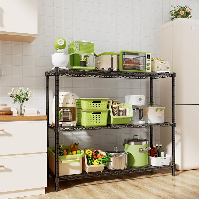 Storage Shelves, 3-Tier Adjustable Metal Industrial Utility Shelf Rack (2 PCS)