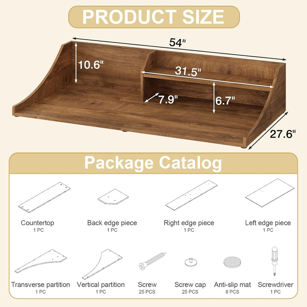 Washer and Dryer Countertop, 54'' Laundry Shelf Organizer Wood Dryer ...