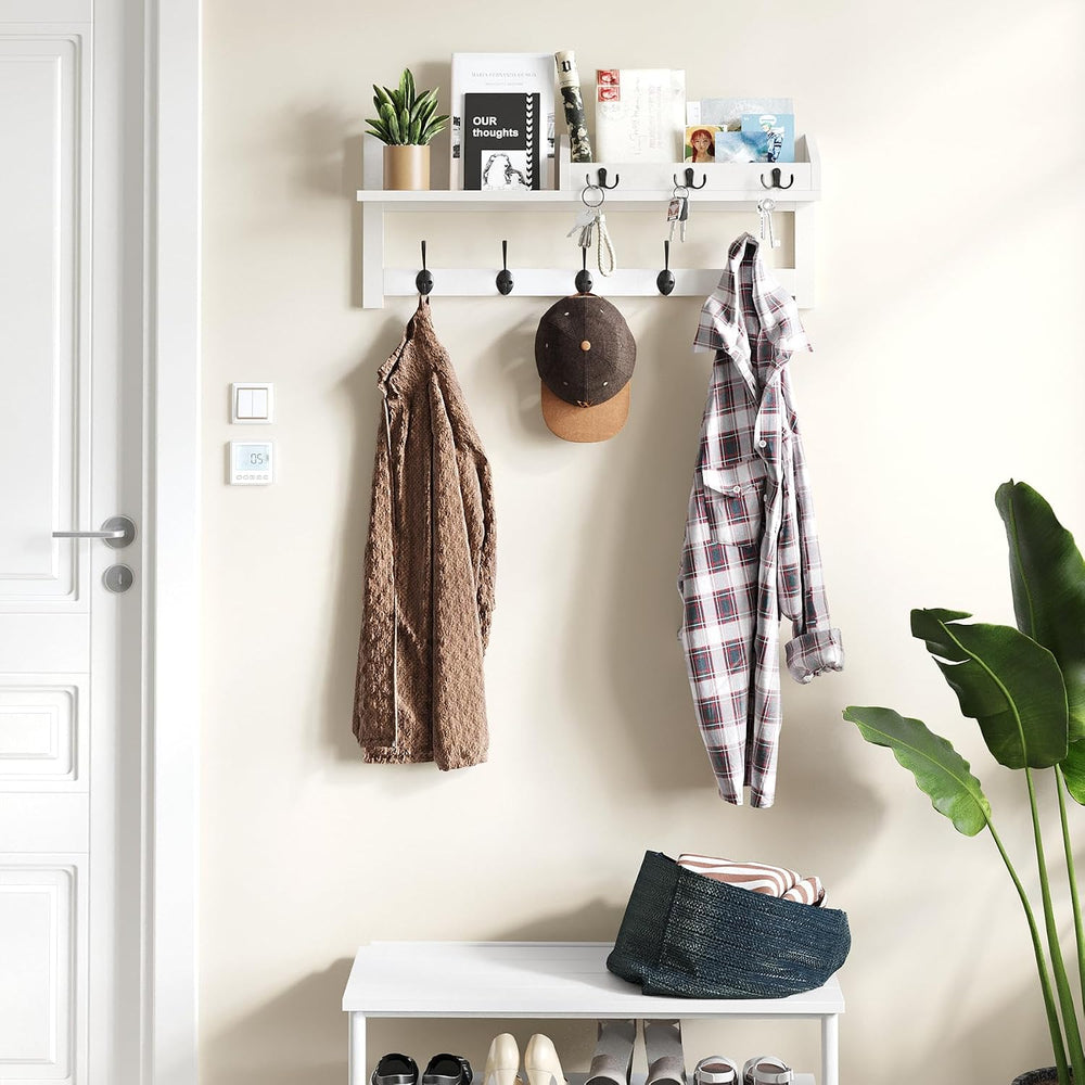 AMBIRD Wall Hooks with Shelf, 26.57 Inch Entryway Wood Coat Hooks for Wall, C...